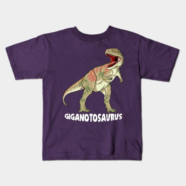 Giganotosaurus Dinosaur Design Kids T-Shirt by Terra Fossil Merch